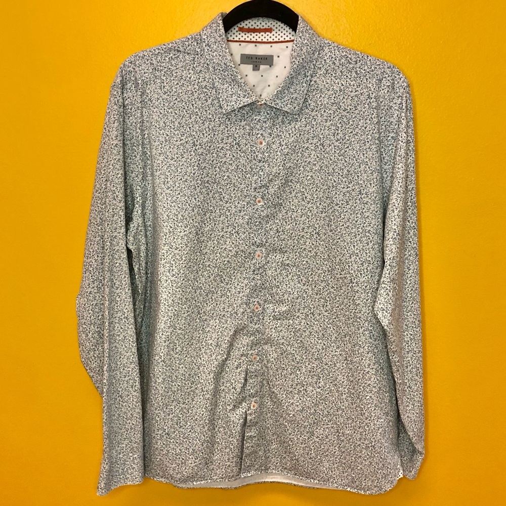 Ted Baker Floral Print Collared Cotton Shirt Size 6